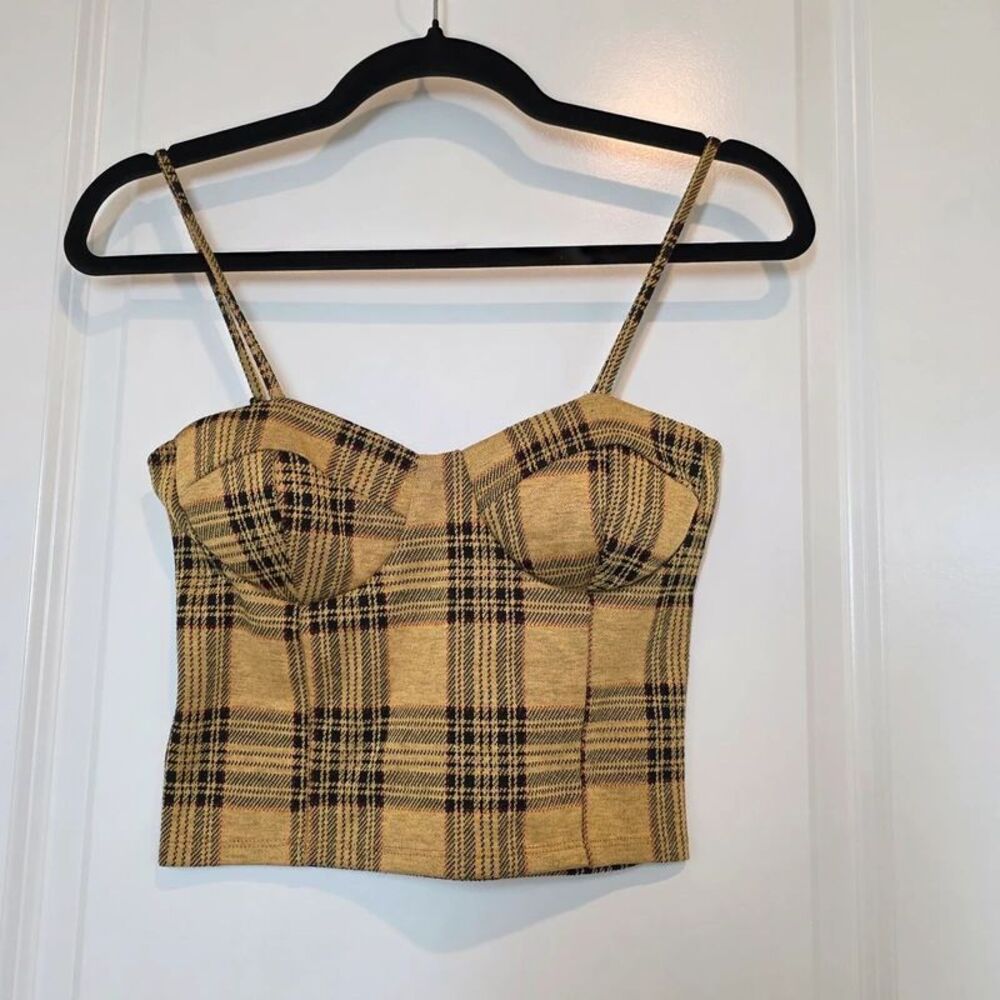 3 for $15 | Liz & Sara Bustier Crop Top Sz S 90s Plaid Preppy Schoolgirl